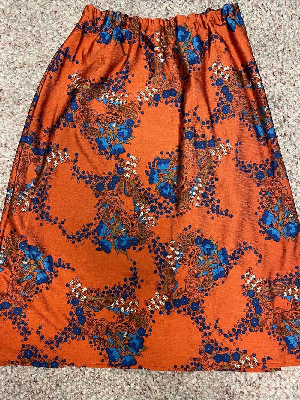 Vintage 70s Victorian women printed a line polyester skirt - like new